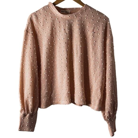 New In x Love Riche | Gauzy Lightweight Popcorn Knit Sweater | Pink | Large - Picture 1 of 7